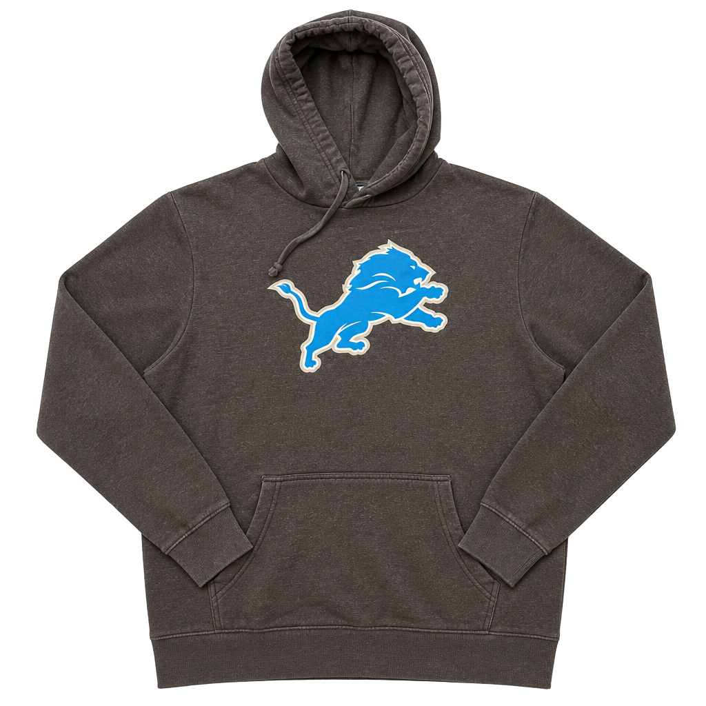 Detroit Lions Charcoal Gray Primary Team Logo Pullover Hoodie 1