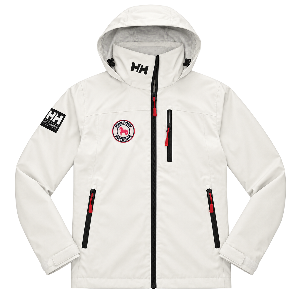 Helly Hansen Crew Hooded Midlayer Jacket Size XS/TP White Pink Pony Mackinac 1