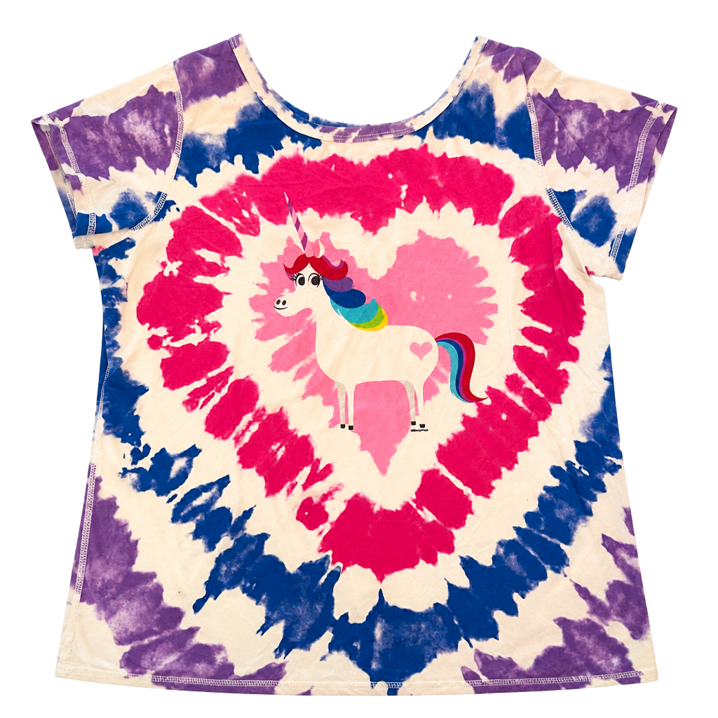 Disney Inside Out Rainbow Tie Dye Unicorn Girls T-Shirt Size L 10/12 1
