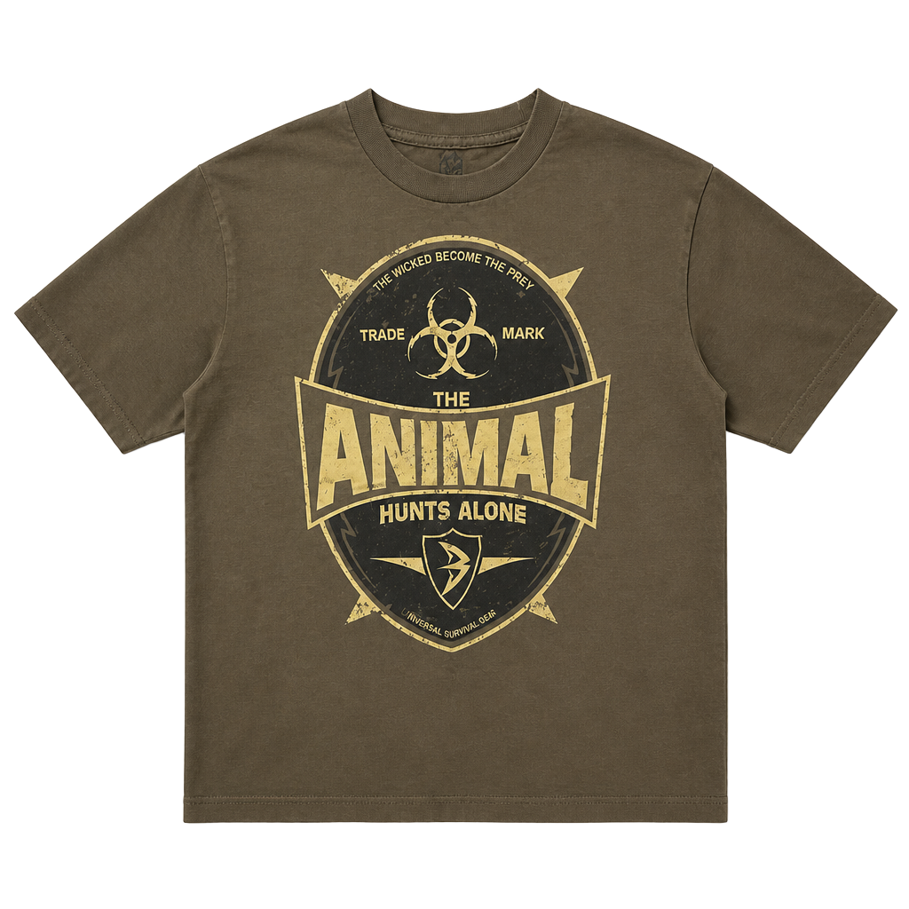 Vintage WWE Batista 'The Animal Hunts Alone' Olive Green T-Shirt 1