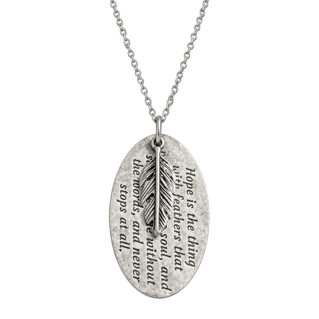 Emily Dickinson Sterling Silver 925 Feather Poem Necklace 1
