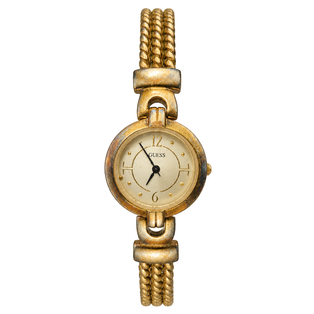Guess Vintage Gold Tone Bracelet Watch Round Dial 1
