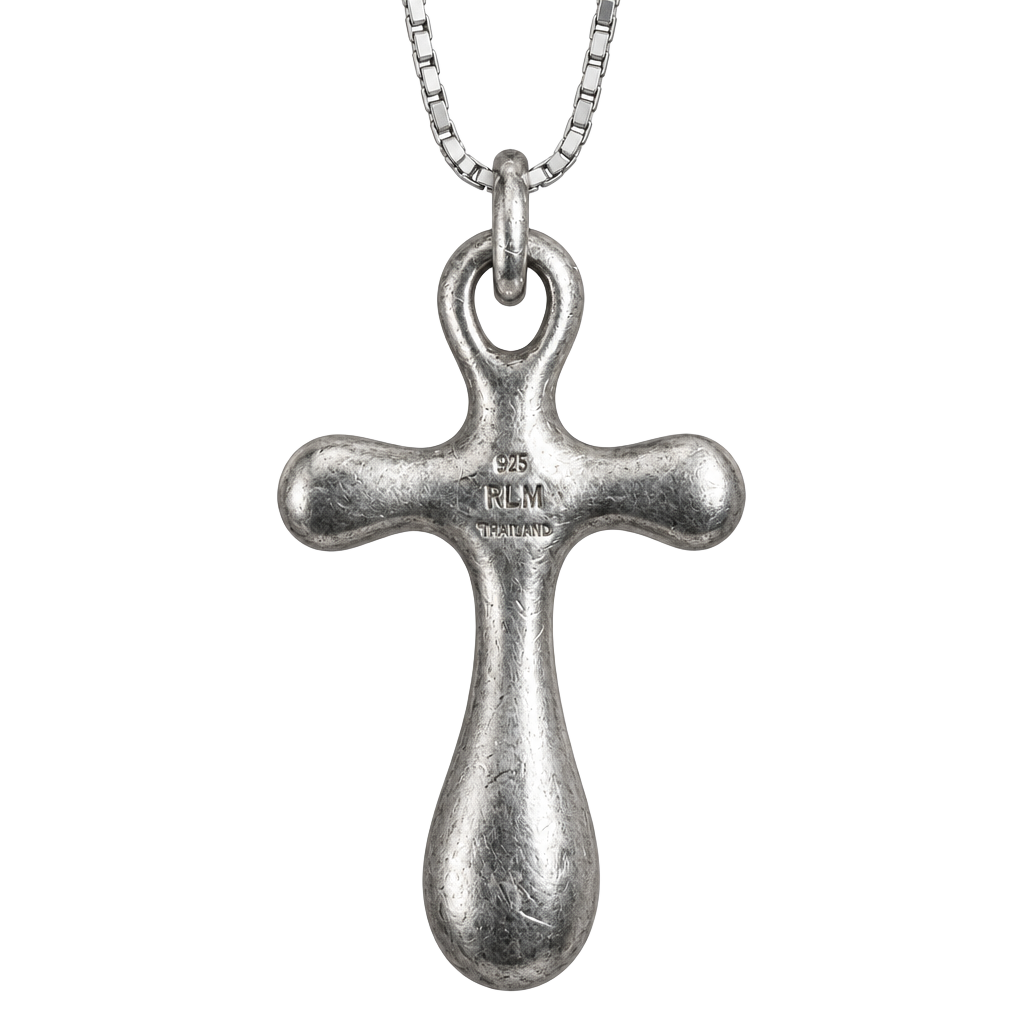 Robert Lee Morris RLM Sterling Silver Puffy Cross Pendant Necklace 1