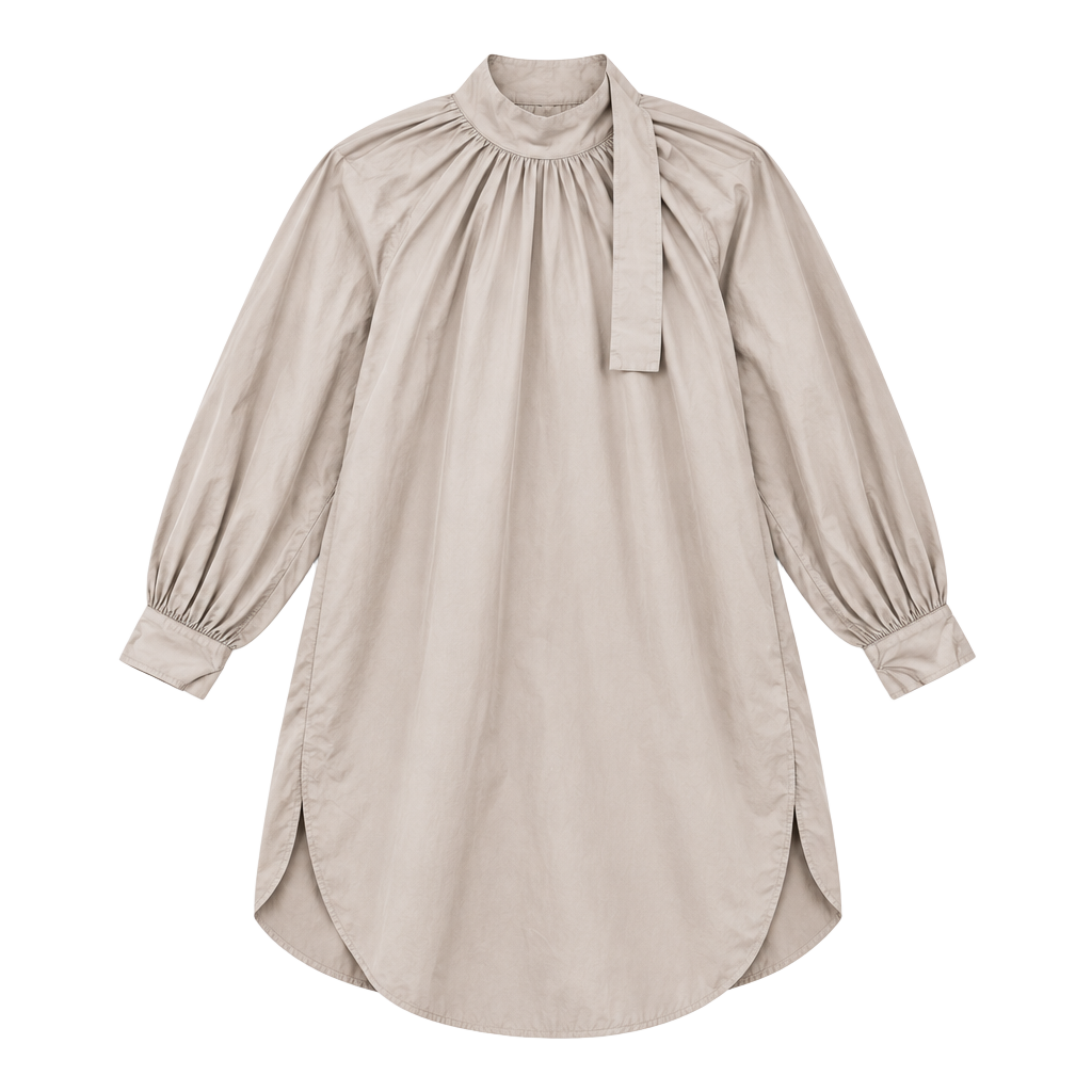 bassike Mock Neck Dress Size 00 Beige Cotton Knee-Length 1