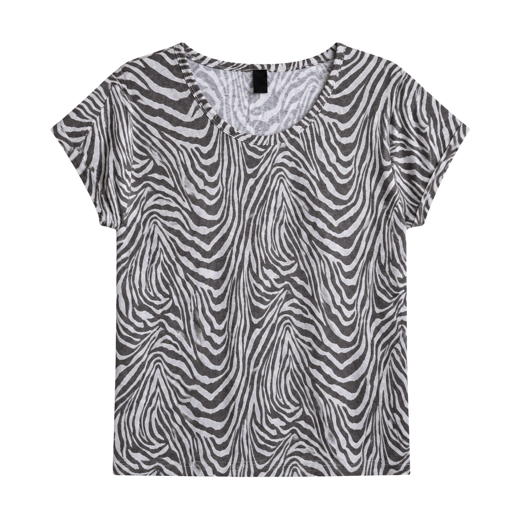 Banana Republic Linen T-Shirt Size S Gray Zebra Print 100% Linen 1