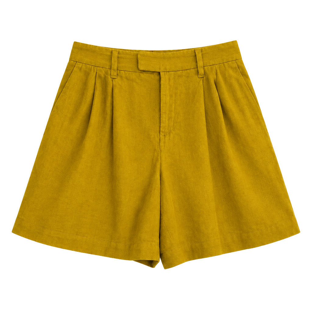 A New Day Yellow Linen Blend Pull On Shorts Size 6 1