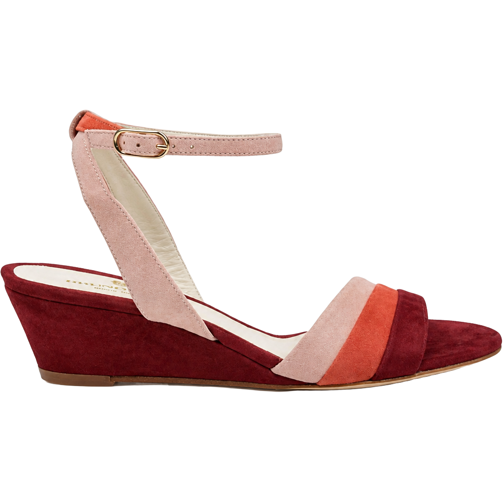 Bruno Magli CECI SUEDE WEDGE SANDAL-RUST COMBO NIB 1