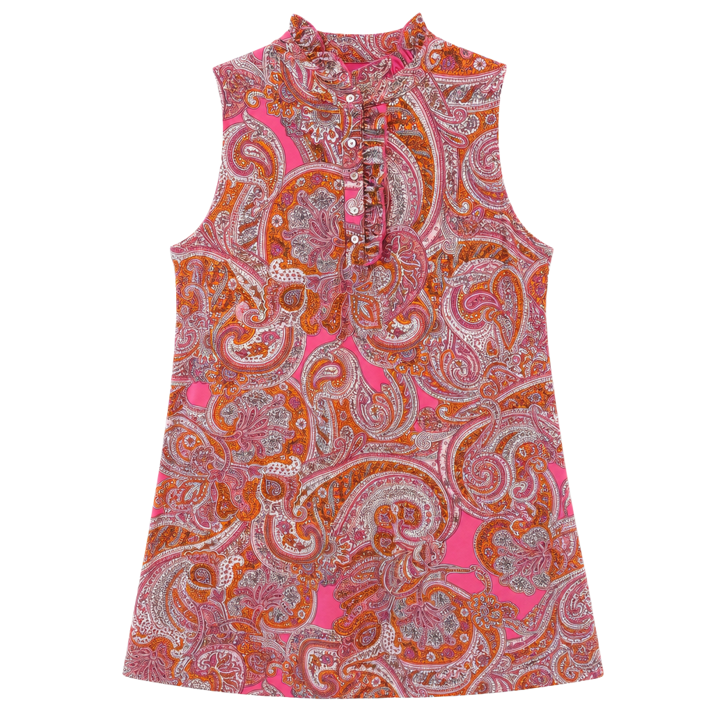 TOMMY HILFIGER - PINK PAISLEY MOD 60'S RETRO STYLE DRESS - NWT - MSRP $99 1