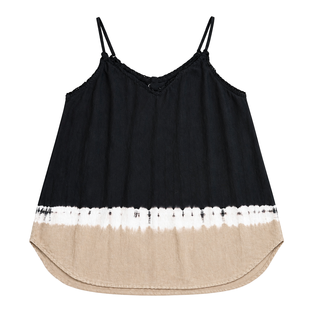 Cloth & Stone Anthropologie Tie Dye Dip Dye Cami Tank Top Medium Black Tan 1