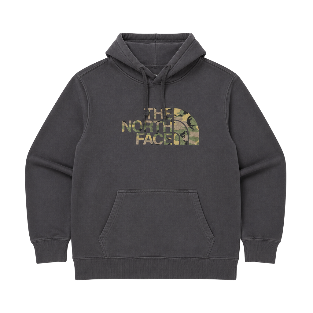The North Face Half Dome Pullover Hoodie Grey Camo Logo Size Medium 1