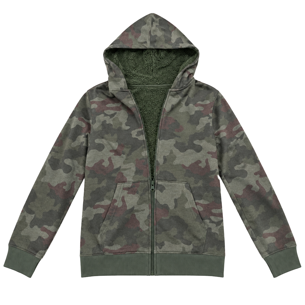 Cat & Jack Camouflage Sherpa Lined Full-Zip Hoodie Size M (8/10) 1