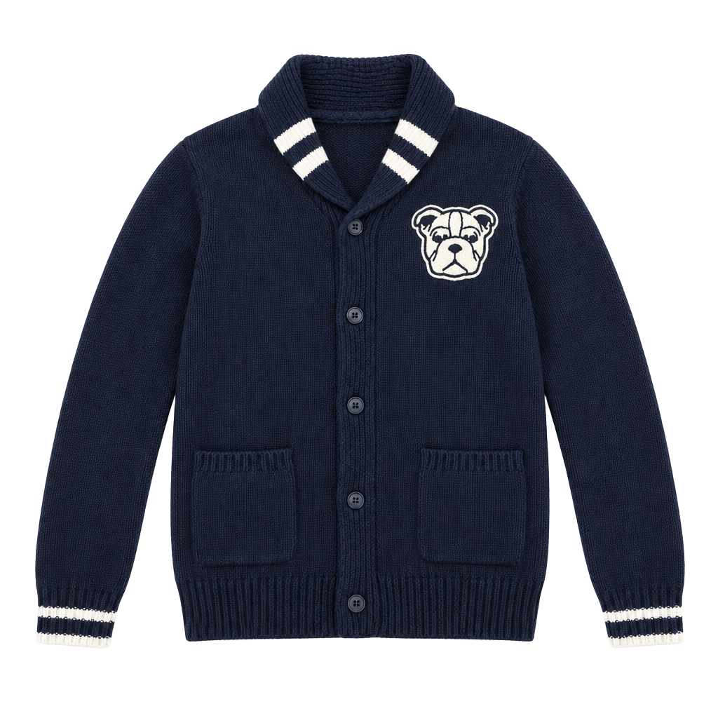 Janie and Jack Bulldog Shawl Cardigan Size 8 Blue Sweater 1