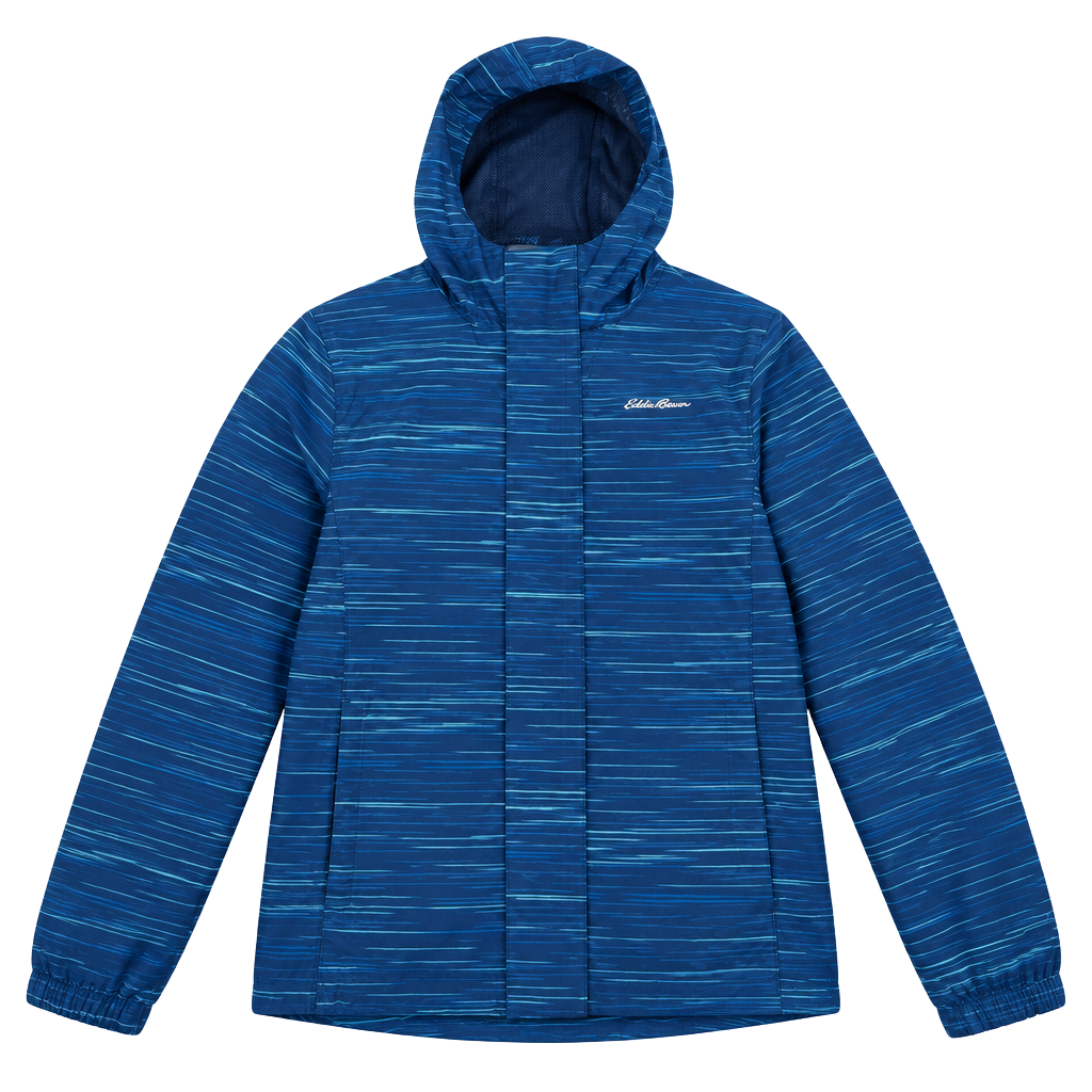 Eddie Bauer Rainfoil Jacket Size M (10/12) Blue Striped Hooded Windbreaker 1