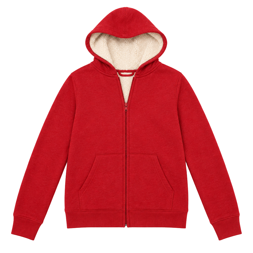 Cat & Jack Sherpa Lined Zip Hoodie Size M 8/10 Red 1