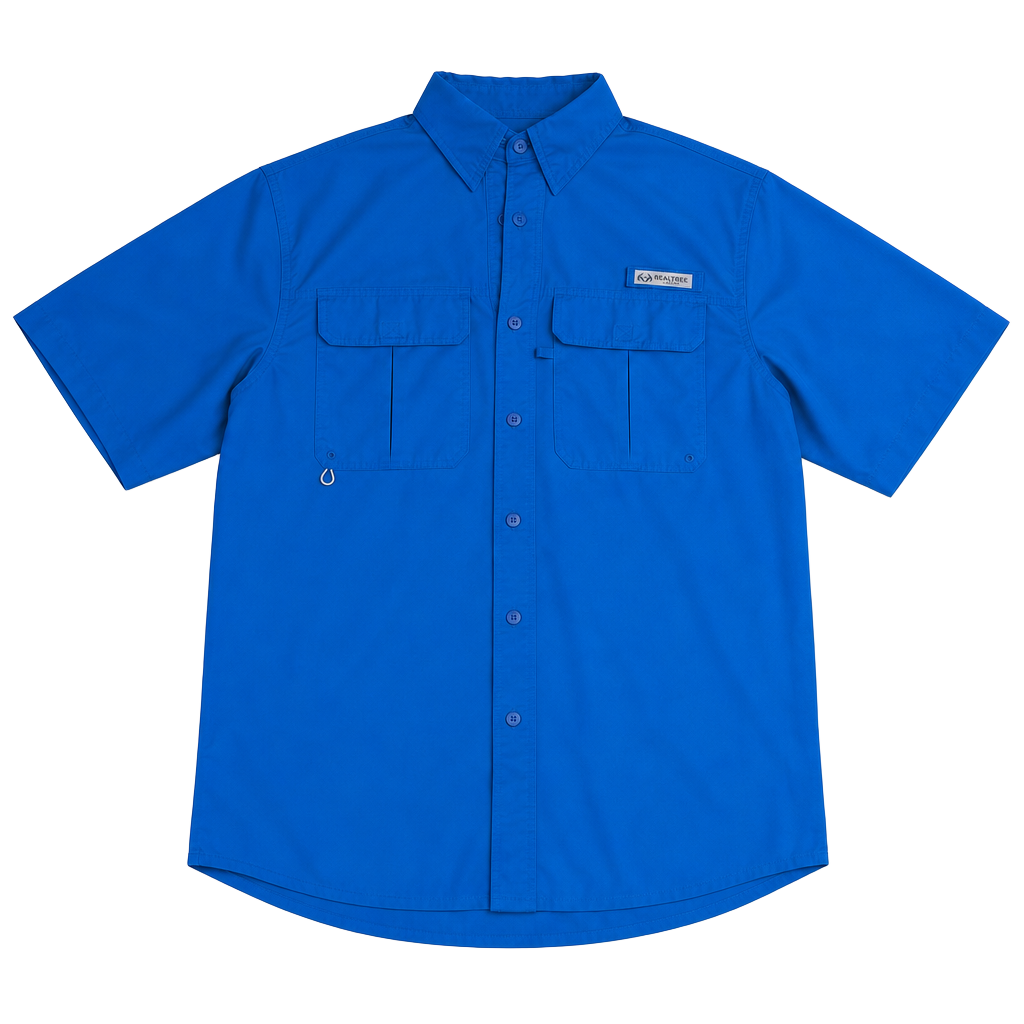 Realtree Fishing Men's Lapis Blue Short Sleeve Performance Fishing Shirt 1
