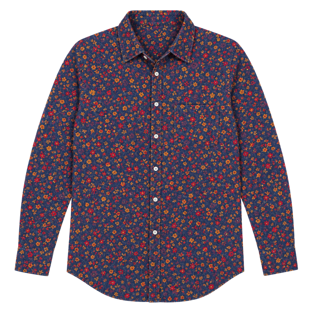Express Slim Fit Soft Wash Floral Print Long Sleeve Button Down Shirt 1