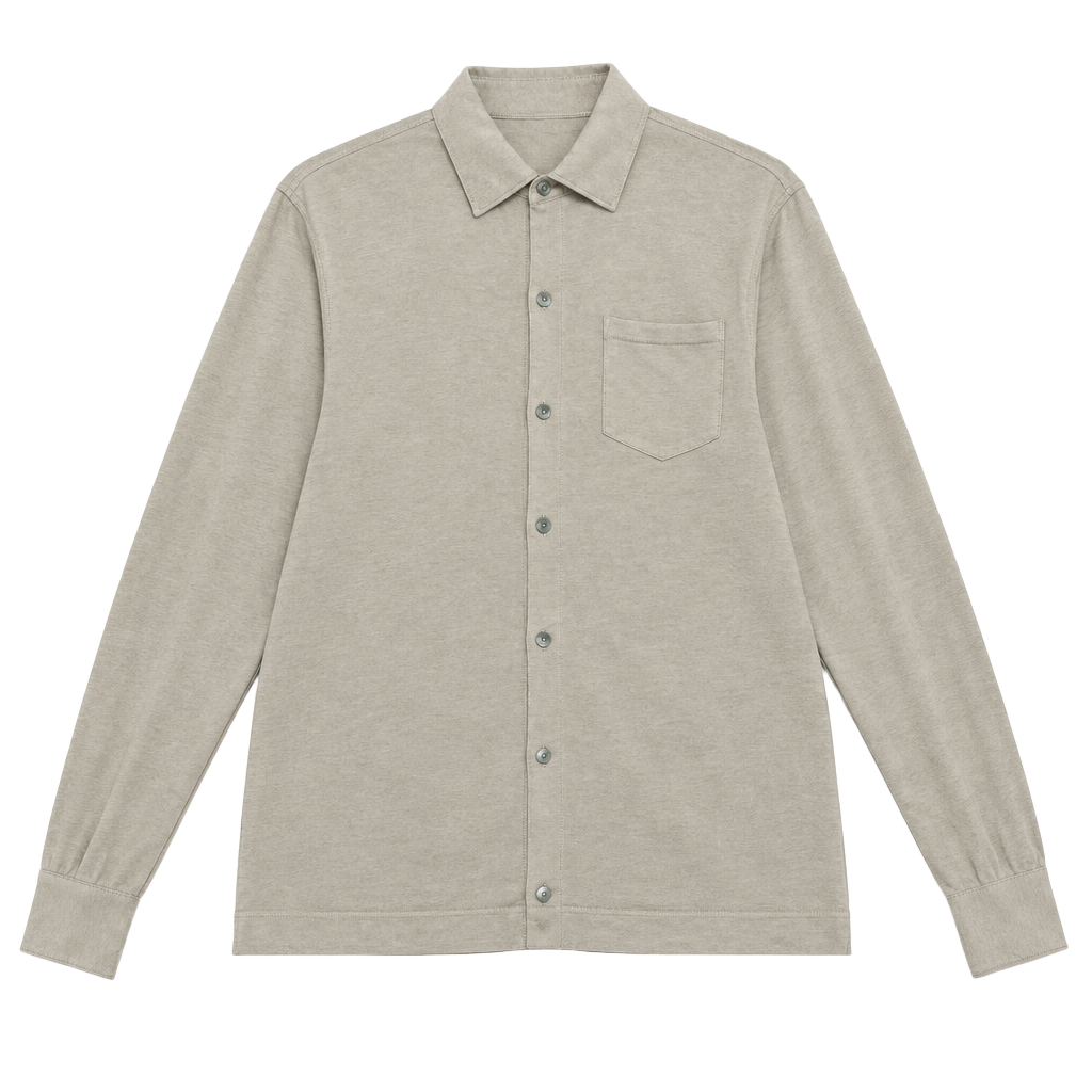 Men's Casual Button-Down Shirt - Taupe 1