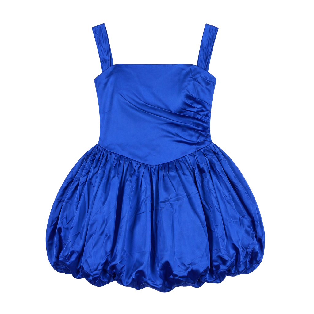 Nautical Blue Satin Bubble Mini Dress 1