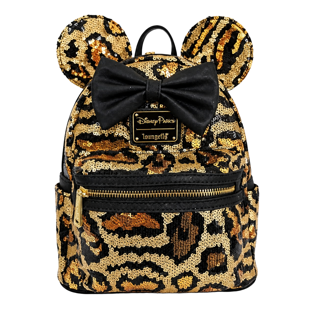 Disney Parks Loungefly Animal Kingdom Leopard Sequin Minnie Mouse Mini Backpack 1