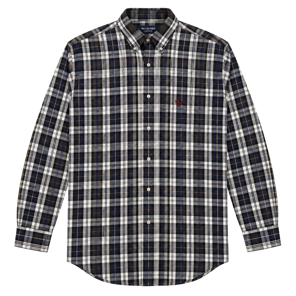 POLO RALPH LAUREN Shirt | Long Sleeve Blue RED YELLOW WHITE PL AID Stripe | L 1