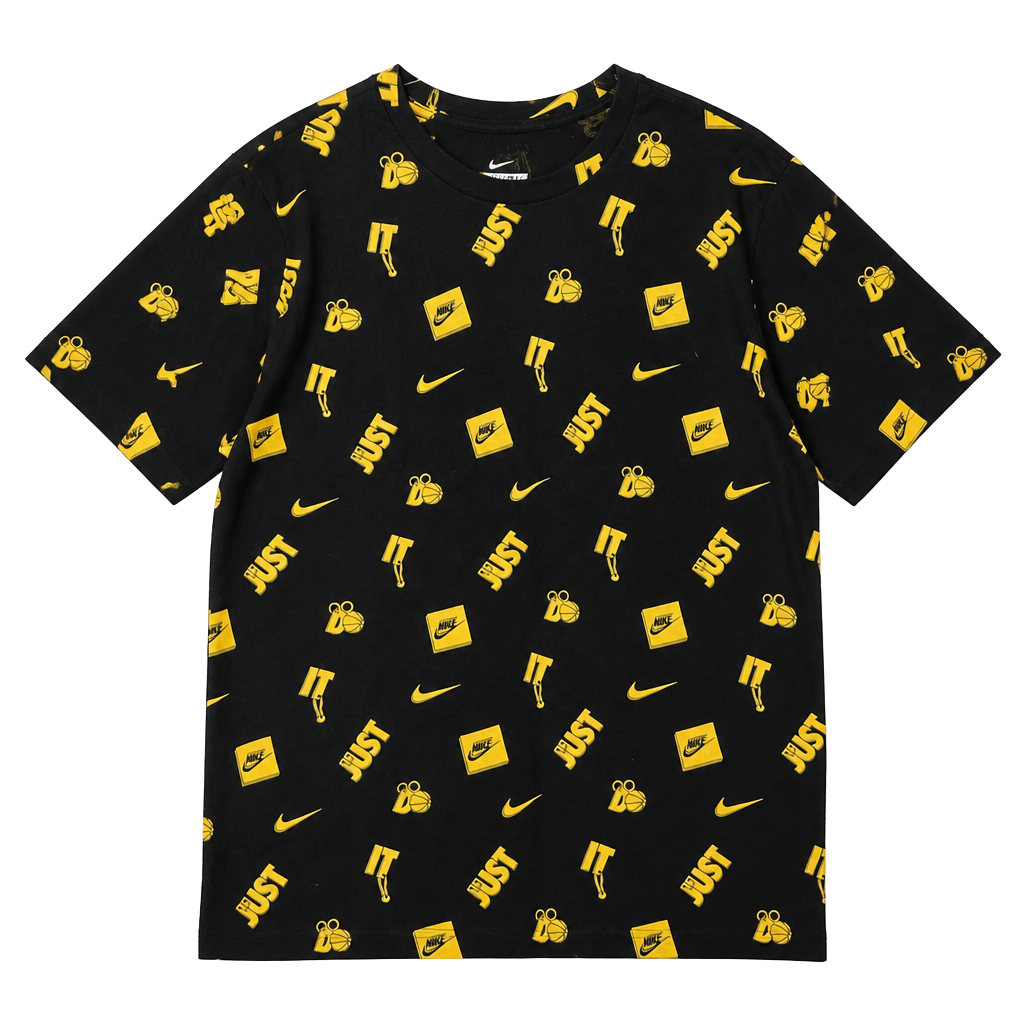 Nike The Nike Tee Basketball All Over Print Black and Gold T-Shirt 2XL 1