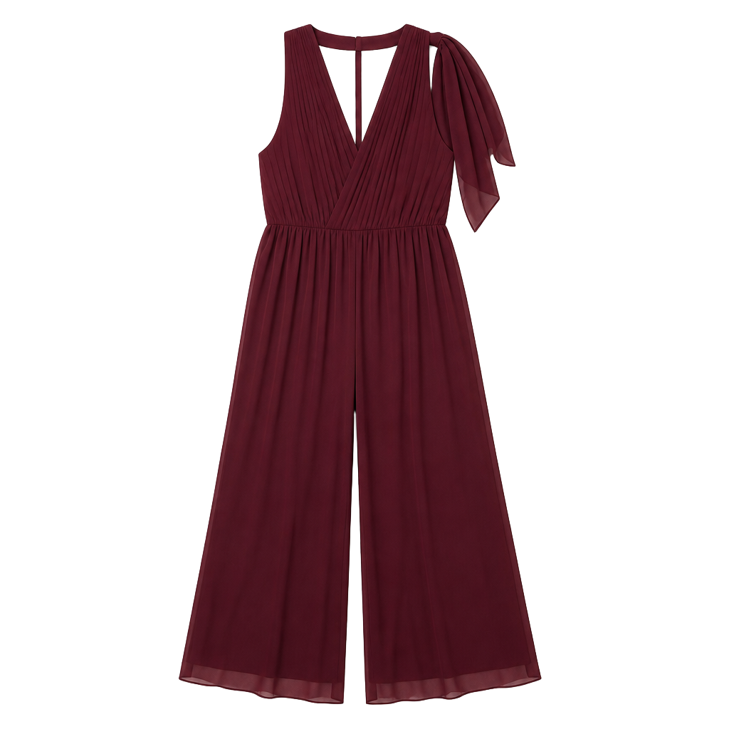 AZAZIE Wine Chiffon Multi-Way Crisscross High-Neck Maxi Bridesmaid Dress XL 1