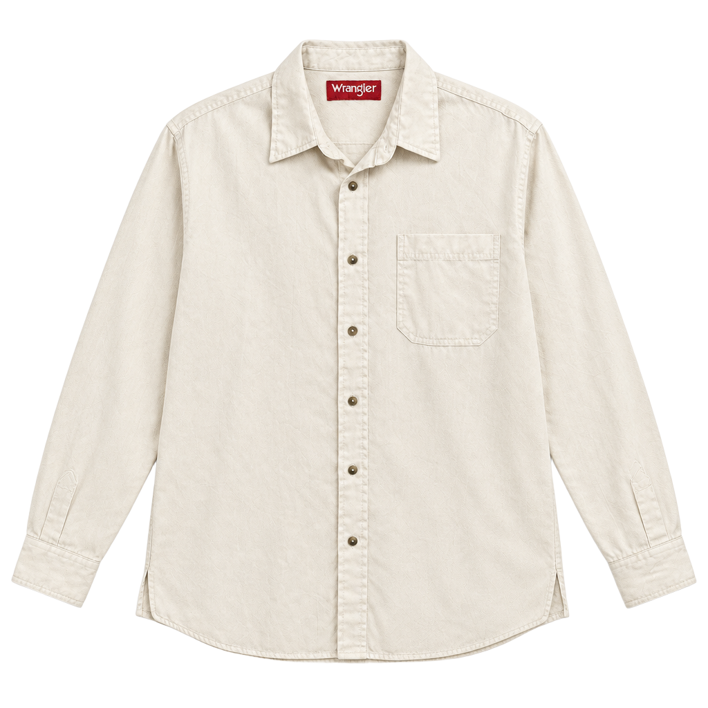 Wrangler Button Down Shirt Size L White Long Sleeve Pocket Country Cowboy 1