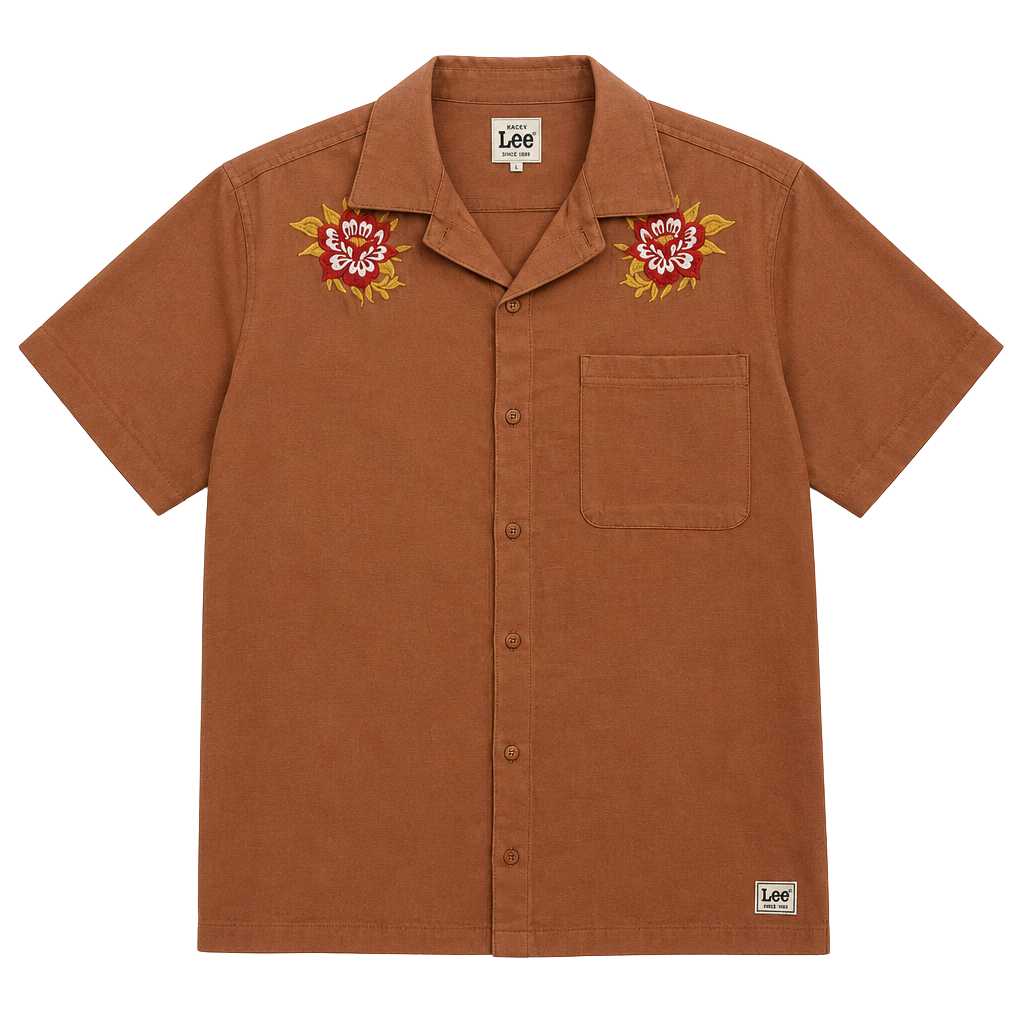 Kacey Lee Floral Embroidered Short Sleeve Shirt Men’s Size M 1