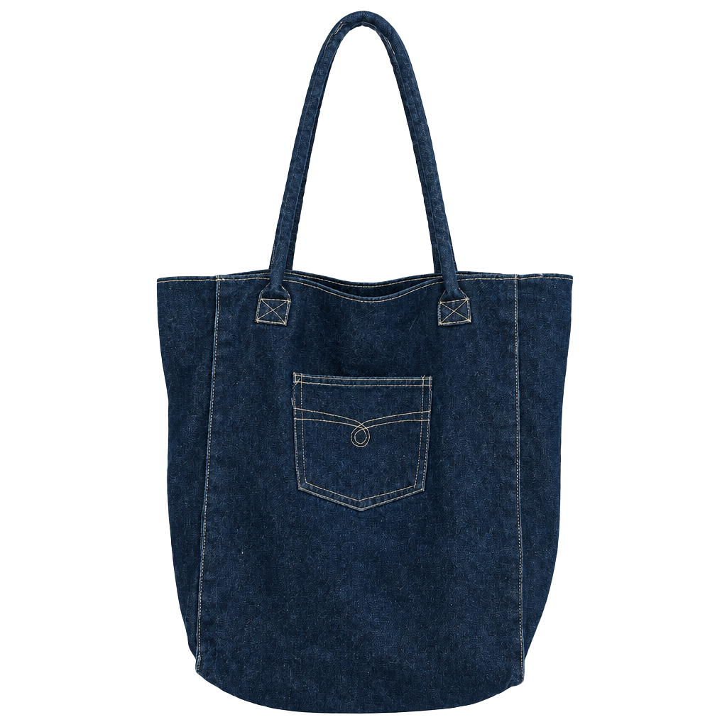 Denim & Co. Denim Tote Bag Dark Wash Blue Handbag 1