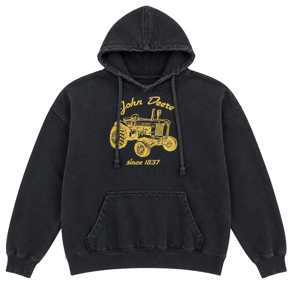 John Deere VINTAGE John Deere Sweatshirt Hoodie L Black Distressed 1