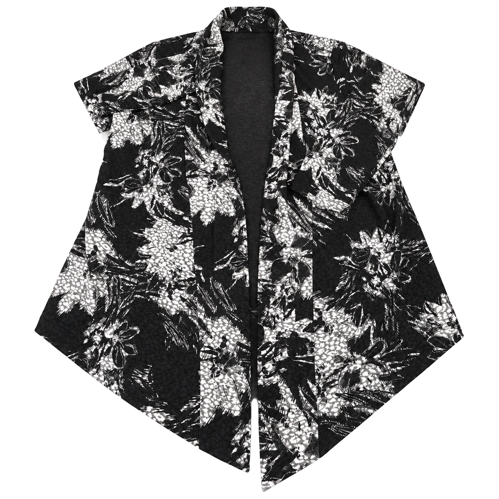 Peter Nygård Cardigan Size S Black White Floral Open Front Topper 1