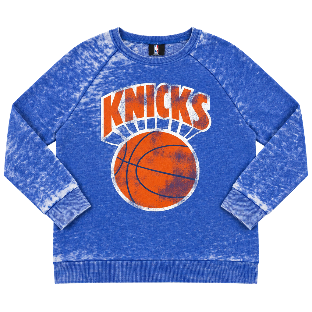 NBA New York Knicks Sweatshirt Size M Mineral Wash Blue Crewneck 1