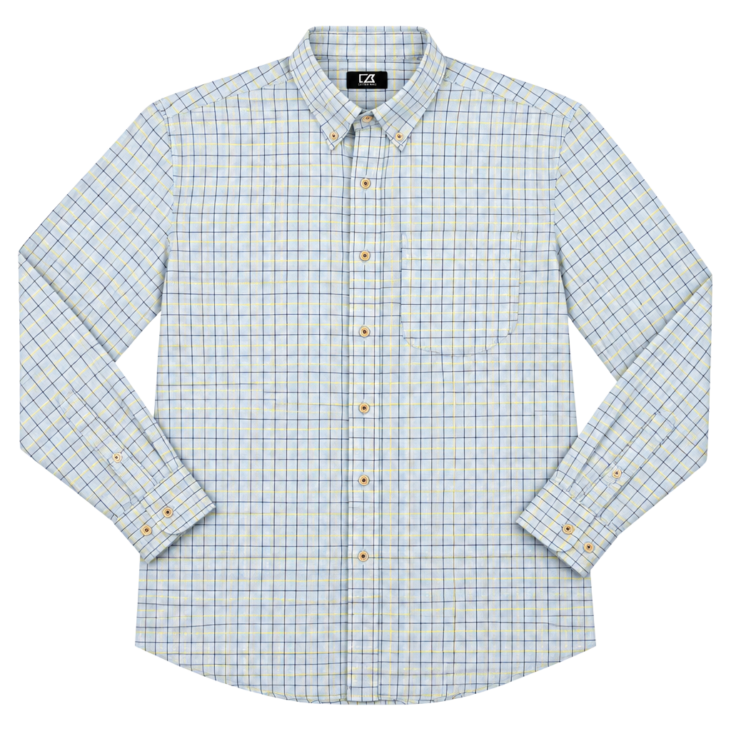 Cutter & Buck Plaid Button Down Shirt Size M Light Blue Long Sleeve 1