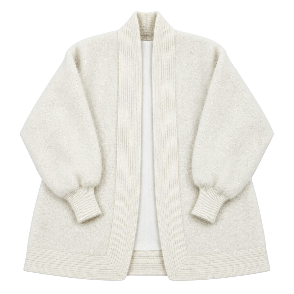 Vintage Fully Fashion Cardigan Free White Angora Rabbit Hair Blend Fuzzy Shaggy 1
