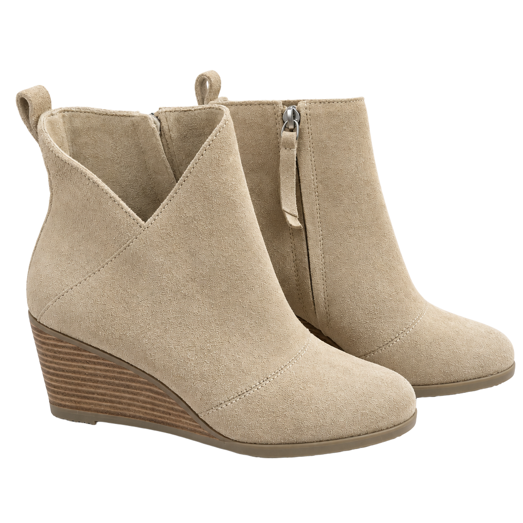 Toms Suede Wedge Ankle Boots Tan 1