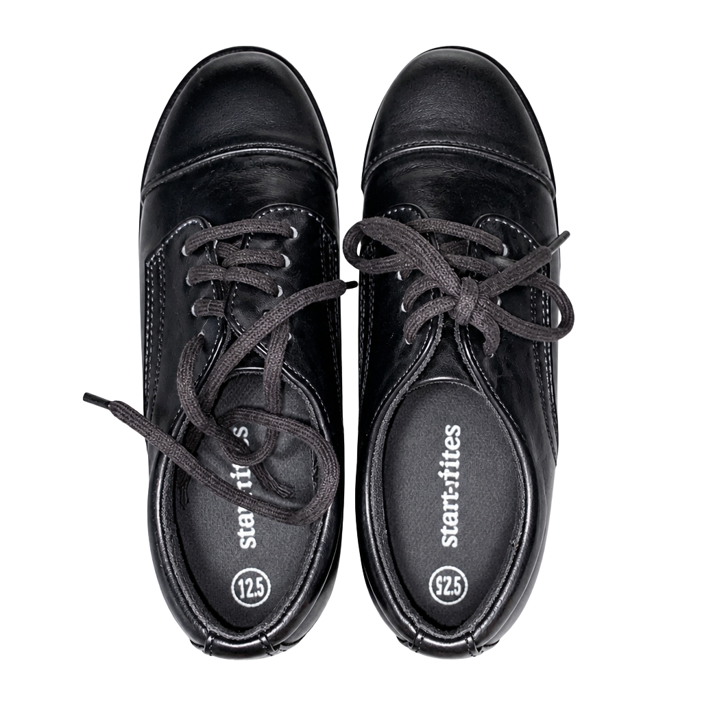 Smartfit Boys Black Cap Toe Lace-Up Dress Shoes Size 12.5 1