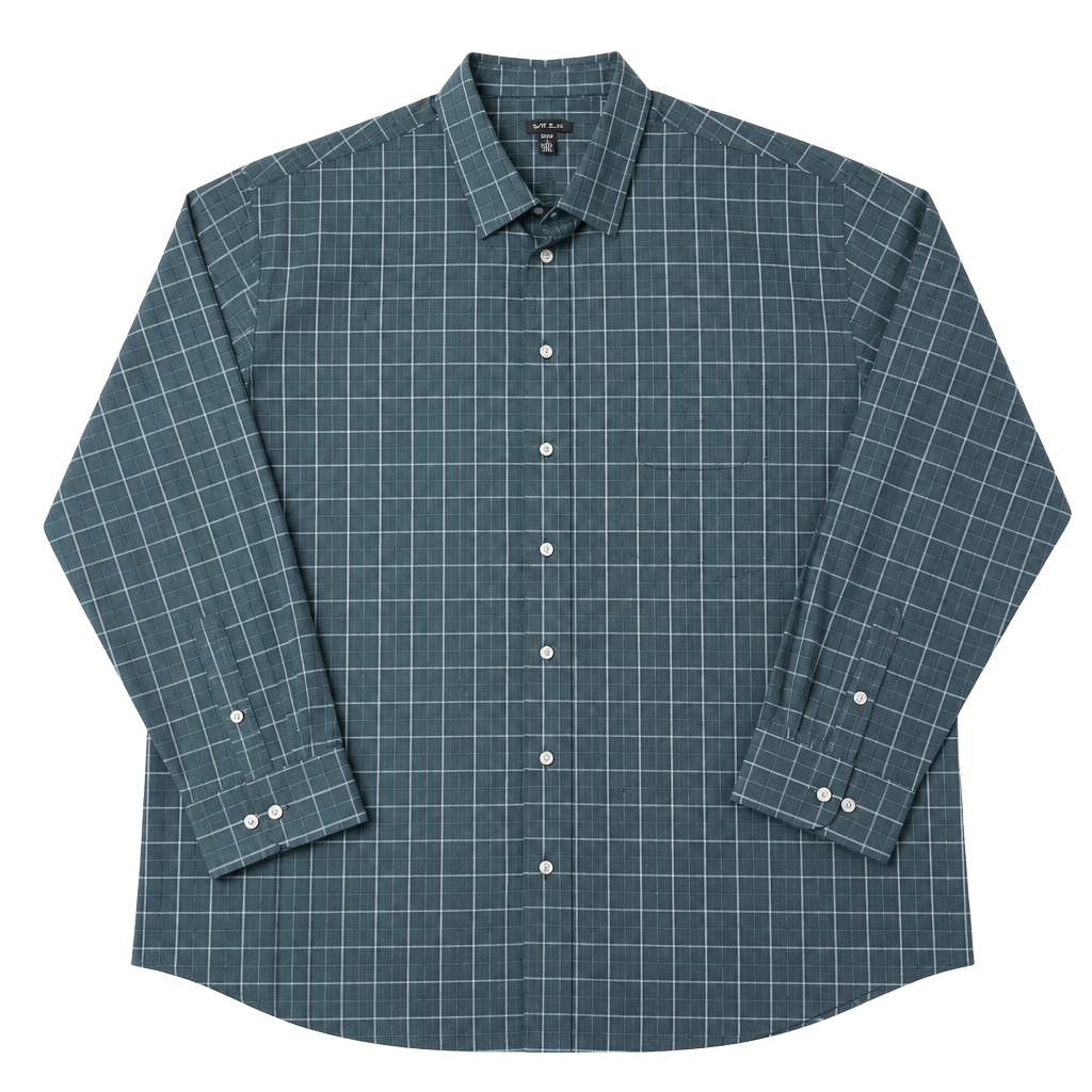 Van Heusen Premium No Iron Dress Shirt Green Plaid XXL 18-18.5 1