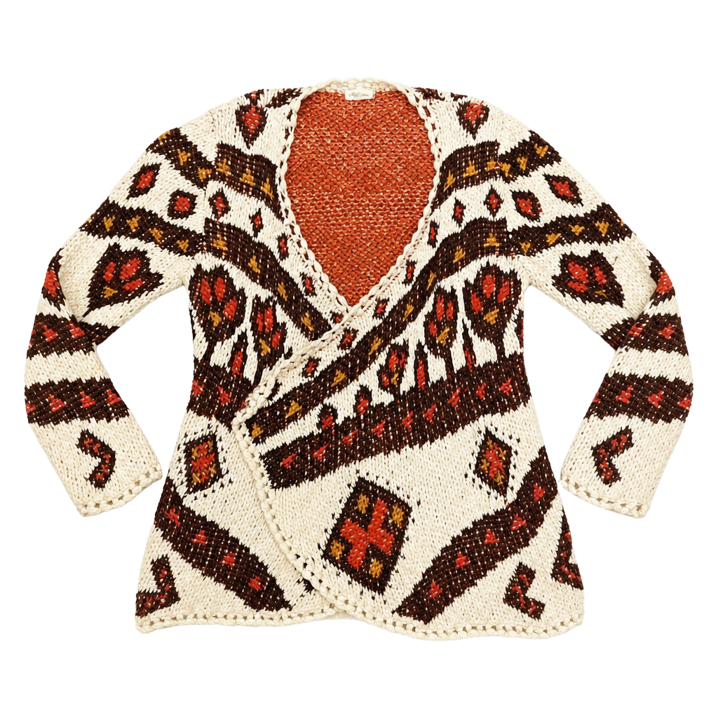 Ava Couture Geometric Pattern Knit Open Front Cardigan Sweater 1