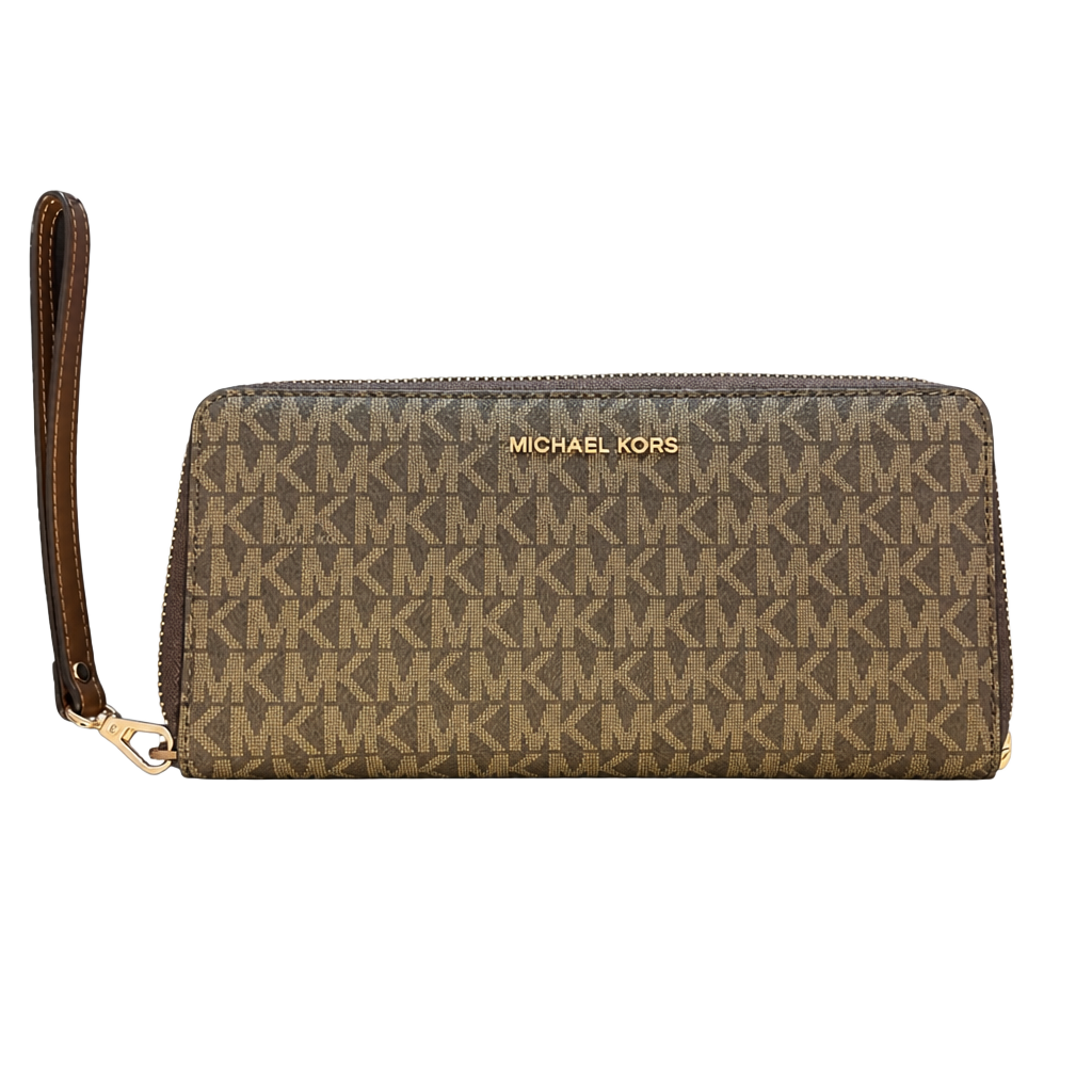 Michael Kors Jet Set Travel Large Logo Continental Wristlet Olive Green 1