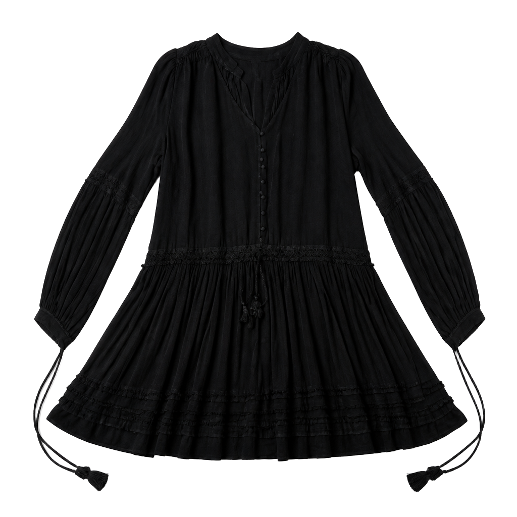 Size S Free People Black Gauze Tunic Top 1