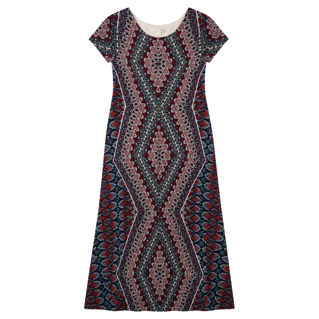 London Times Women's Abstract Tribal Print Short Sleeve Maxi Dress Size 10 1