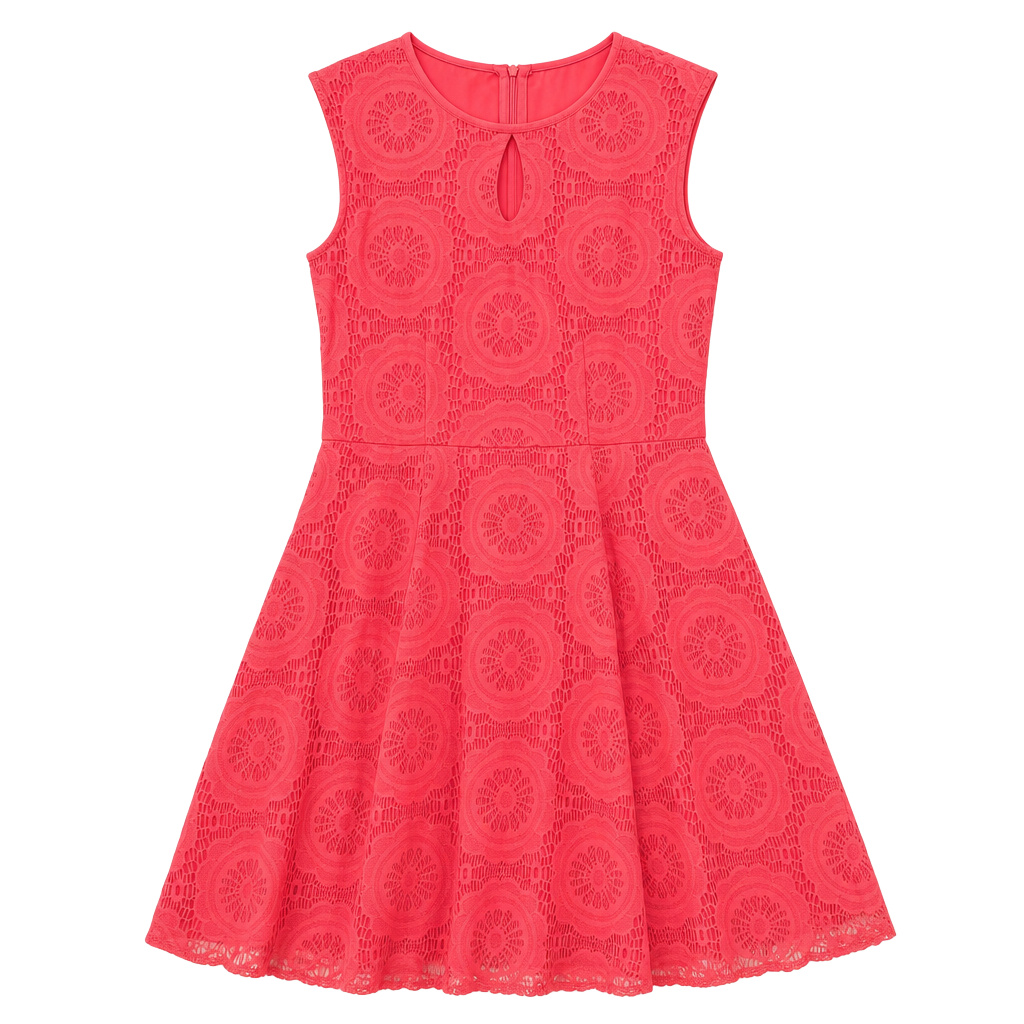 Dress Barn DB est Women's Coral Lace Sleeveless Keyhole Fit and Flare Dress 8P 1
