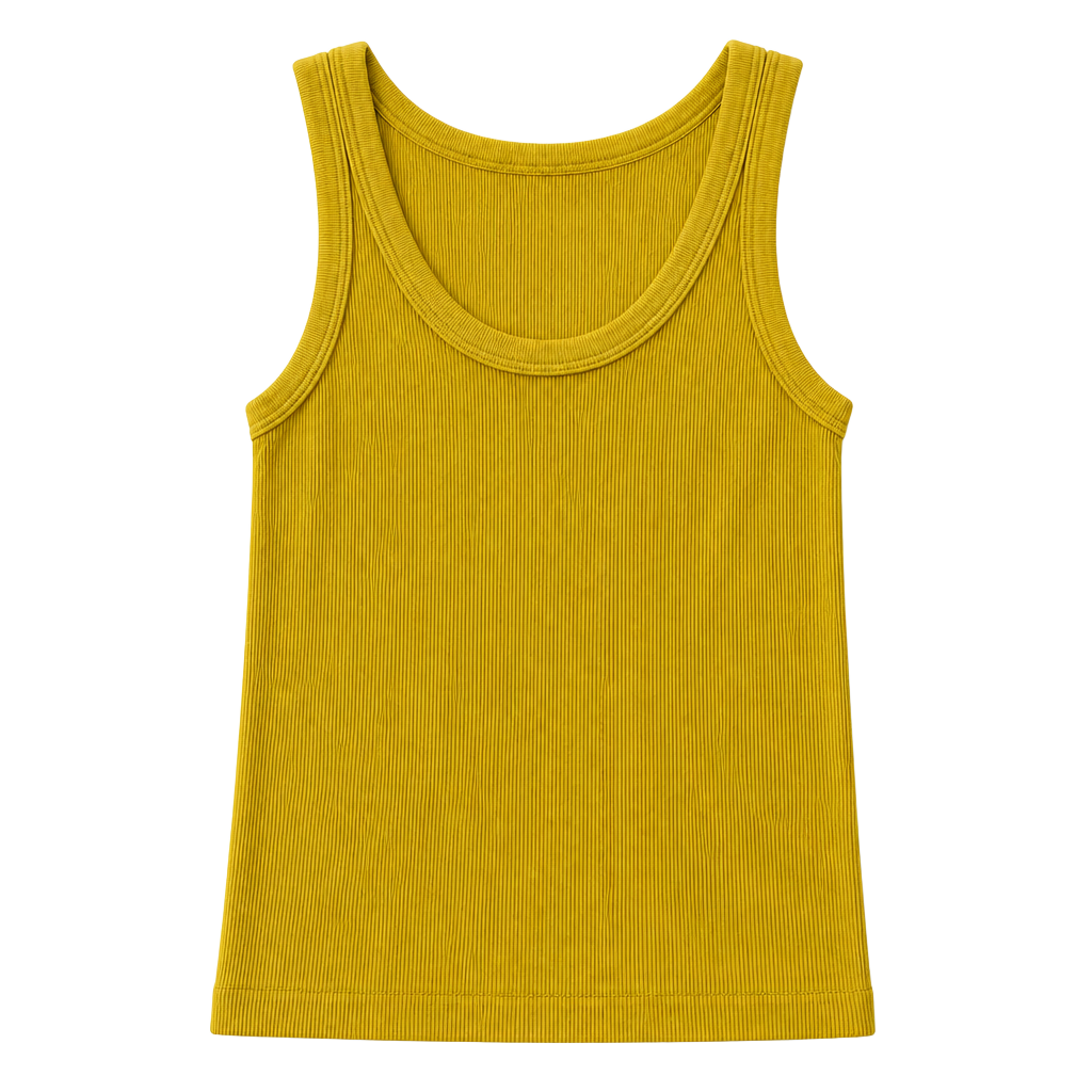 Nikibiki Ribbed Seamless Tank Top Mustard Yellow One Size Made in USA
1