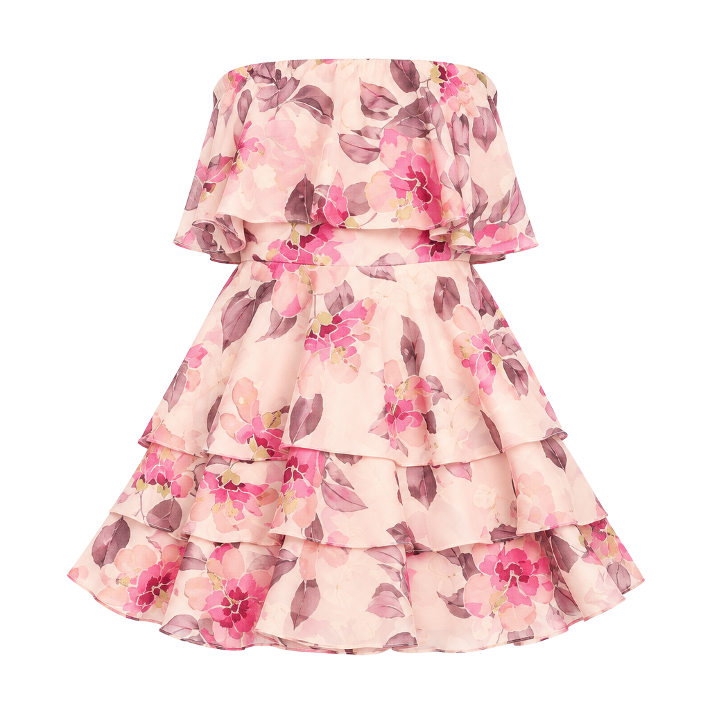 Lulus Perfect Paradise Strapless Jacquard Mini Dress Size S Pink 1