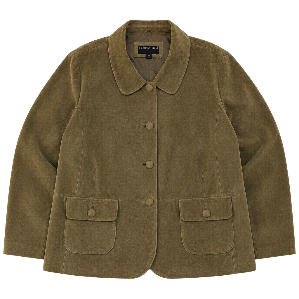 Bernardo Suede Olive Green Button Front Jacket 3X NWT 1