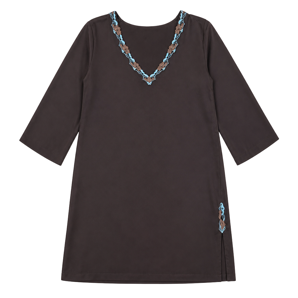 Eprise de Lise Charmel Brown Tunic with Embroidered Neck Detail 1