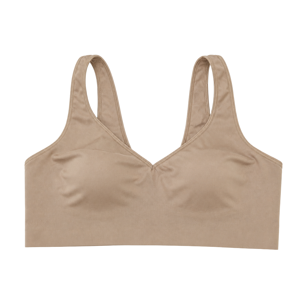 Hanes Wireless Comfort Bra Womens Medium Brown Nude Unpadded Smooth Stretch 1