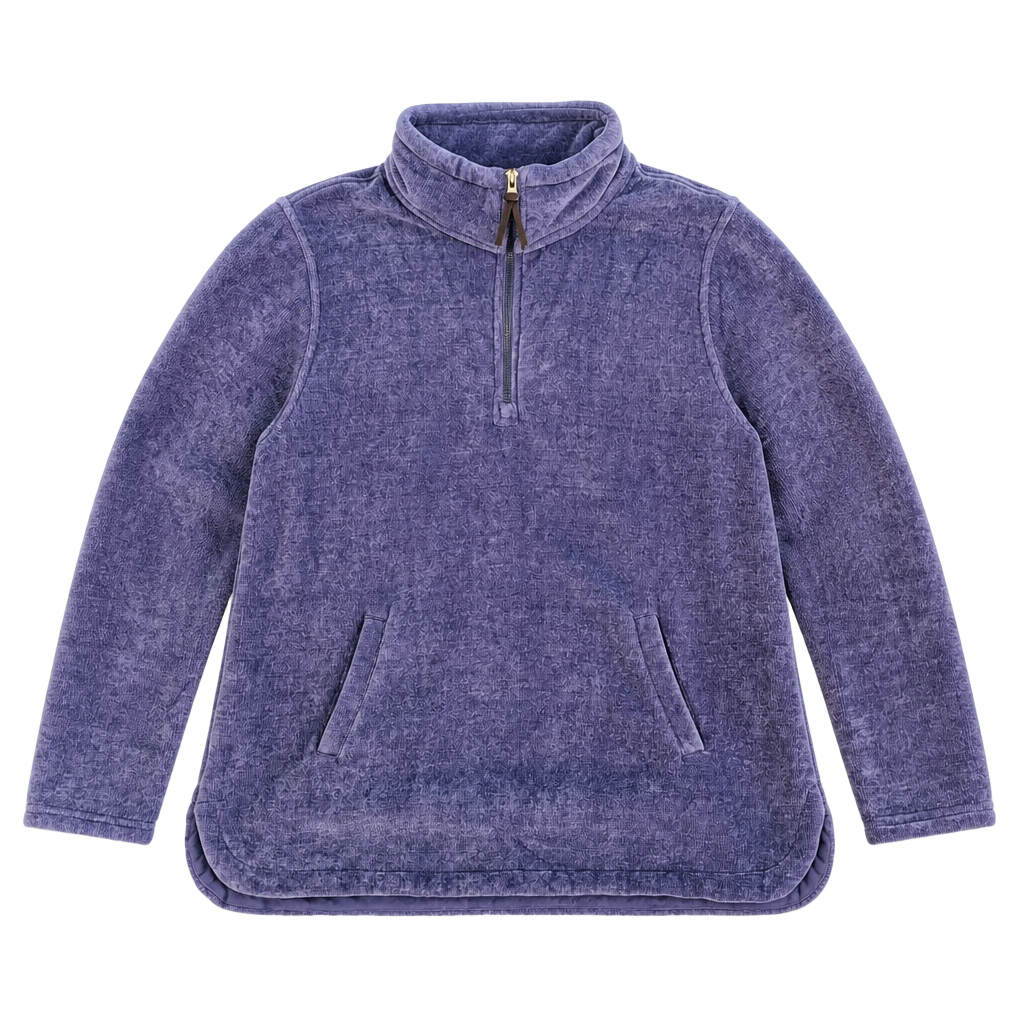 32 Degrees Heat Plush Ribbed Quarter Zip Pullover Blue Size L 1