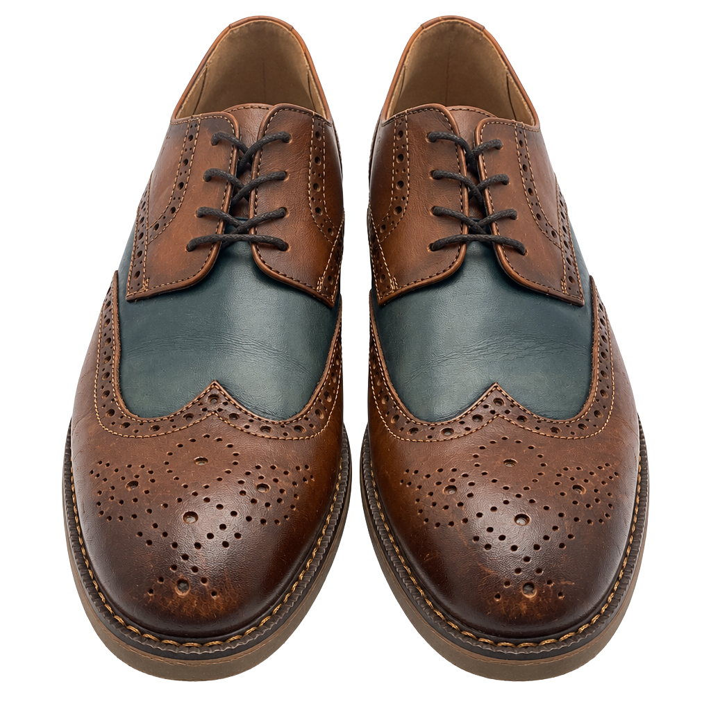 La Milano Gary II Size 10 Tan Navy Wingtip Dress Shoes (DS1028) 1