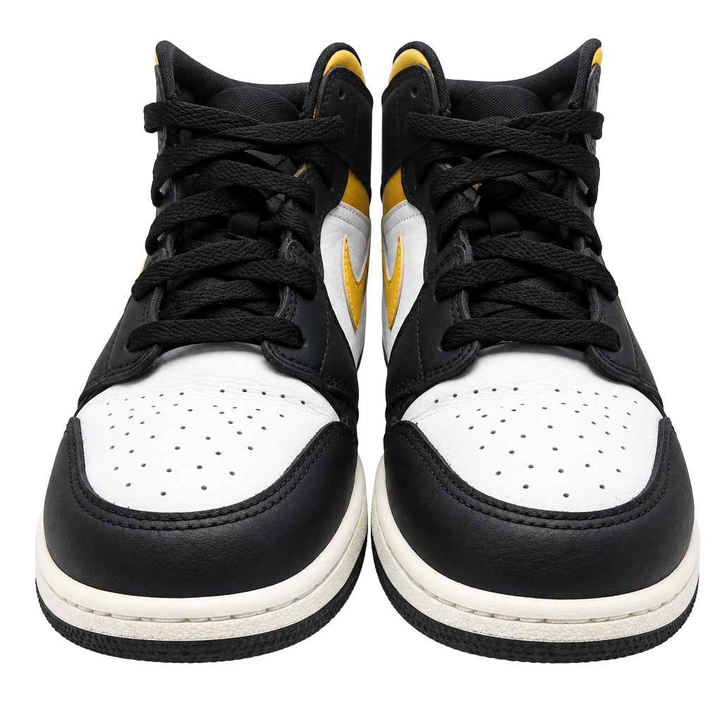 Nike Air Jordan 1 Retro Mid Pollen White Black 554724-177 Size Youth 5.5 (R1024) 1